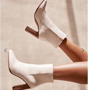 Amber Block White Heeled Booties